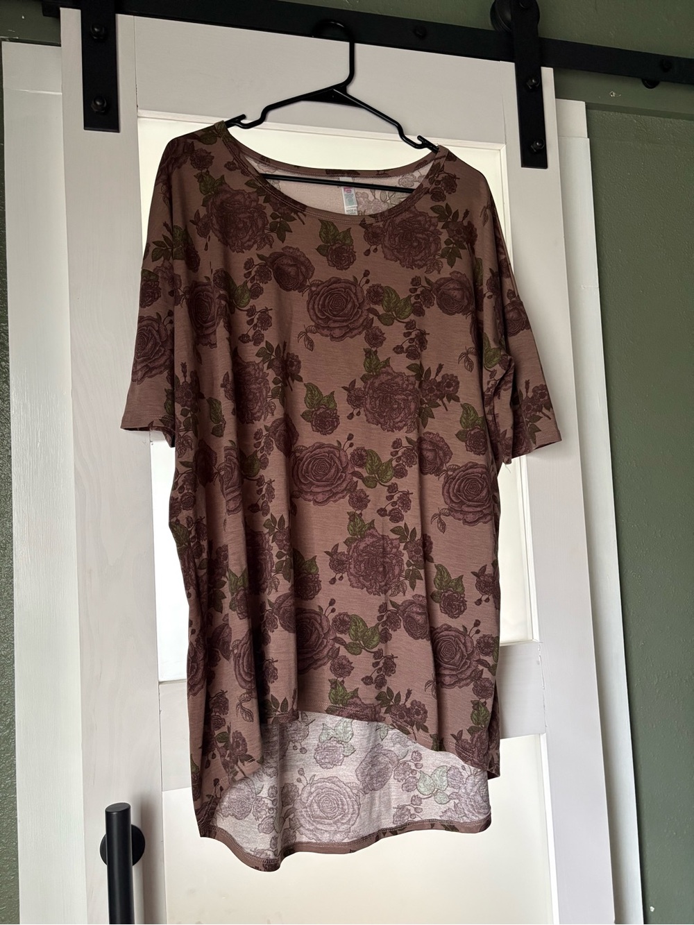 LuLaRoe Brown Floral Scoop Neck Tunic Top
